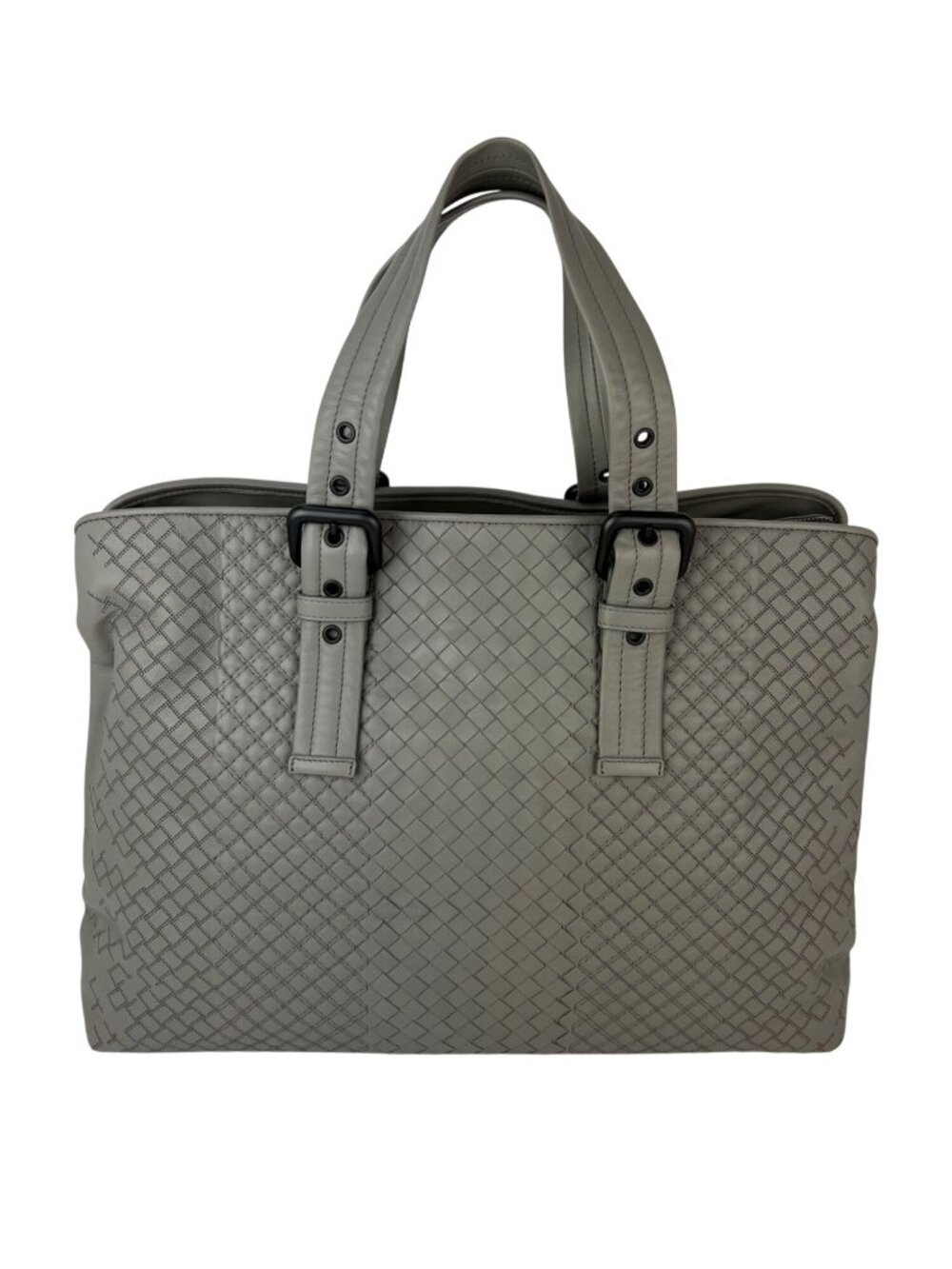 Bottega Veneta Roma Nappa Intreccio Medium Gray Tote Bag